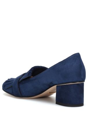 Велурени полуотворени обувки Gucci синьо