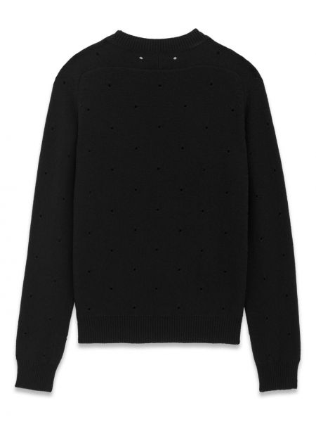 Ažūrinis vilnonis megztinis Saint Laurent juoda