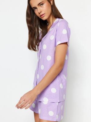 Pöttyös pizsama Trendyol lila