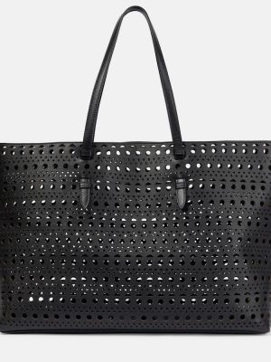 Kožená nákupná taška Alaã¯a čierna