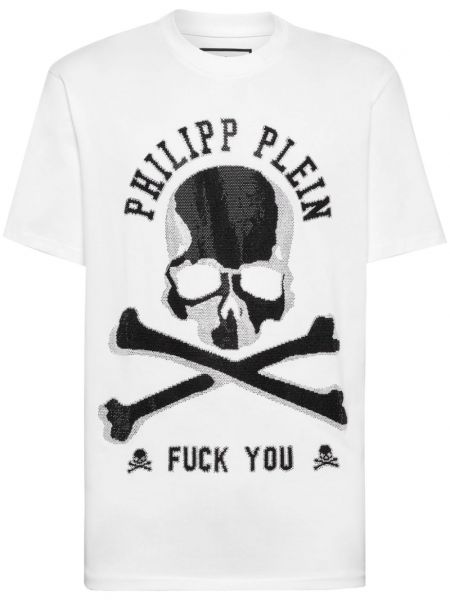 T-krekls ar kristāliem Philipp Plein balts