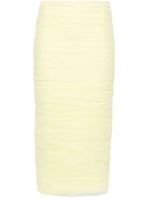 Spódnica ołówkowa tiulowa drapowana Anouki żółta