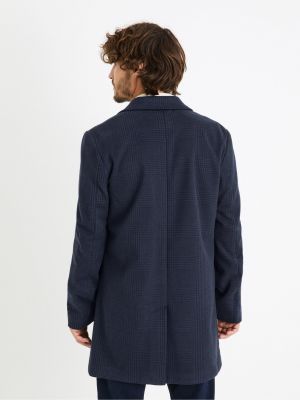 Kostkovaný kabát Celio modrý