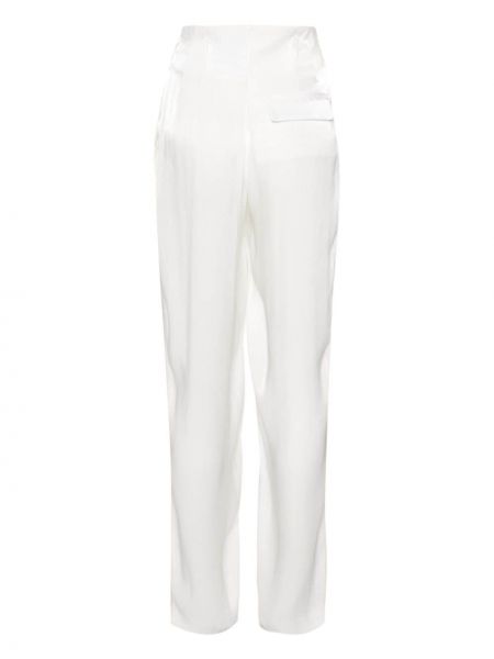 Saténové kalhoty relaxed fit Genny bílé