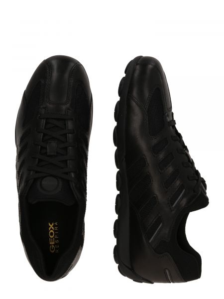 Sneakerși cu model piele de șarpe Geox negru