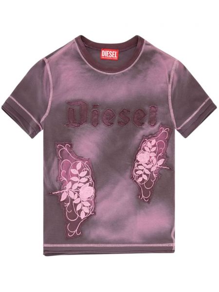 T-shirt avec applique Diesel rose