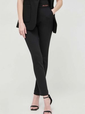 Spodnie dopasowane z wysoką talią Karl Lagerfeld czarne