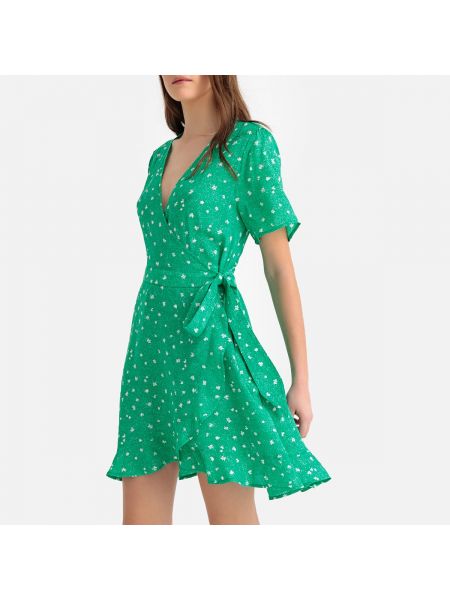 С запахом платье с рисунком на запах Suncoo, зеленое