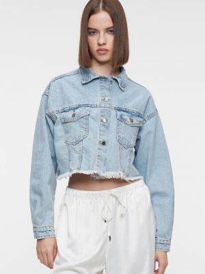 Куртка джинсовая укороченная с обрезанными краями