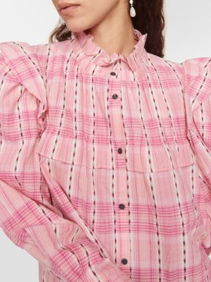 Bluză din bumbac în carouri Marant Etoile roz