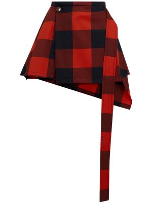 Jupe courte en laine à carreaux Vivienne Westwood rouge