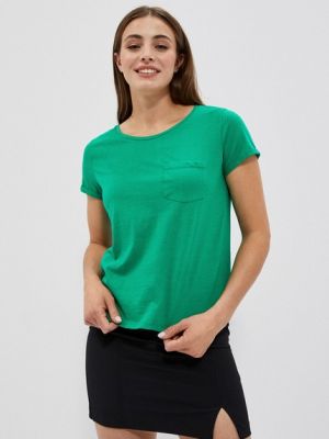 Βαμβακερή μπλούζα με τσέπες Moodo πράσινο