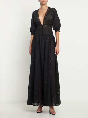 Памучна макси рокля с дантела Ermanno Scervino черно