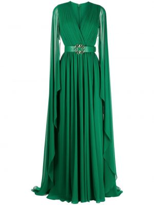 Svilena večernja haljina s draperijom Elie Saab zelena