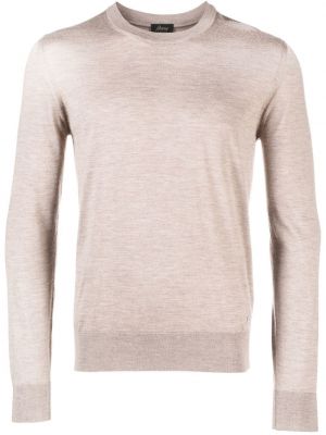 Kašmírový hedvábný svetr s kulatým výstřihem Brioni béžový
