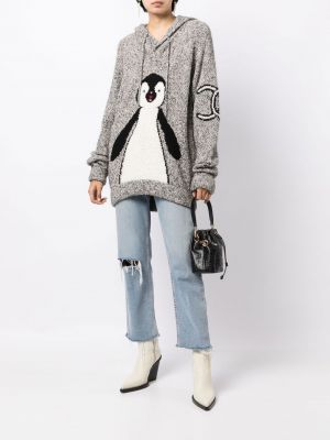 Megztas džemperis su gobtuvu Chanel Pre-owned pilka