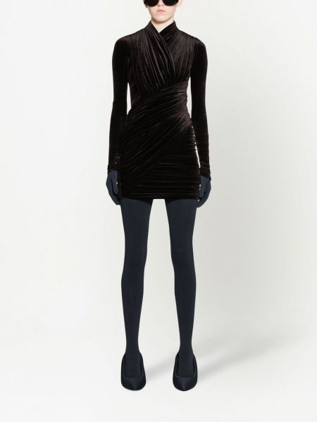 Sametové mini šaty Balenciaga černé