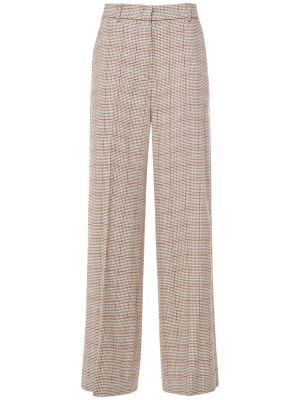Pantalones de lino de algodón bootcut Weekend Max Mara beige