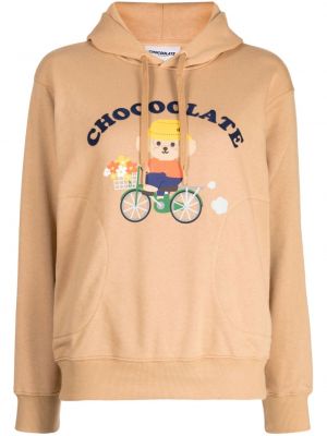 Hoodie con stampa Chocoolate marrone