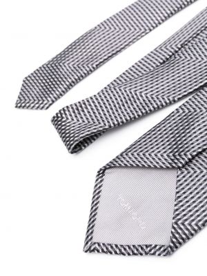Cravate brodée en soie Tom Ford gris