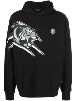 Pamučna dugi sweatshirt s printom s uzorkom tigra Plein Sport crna