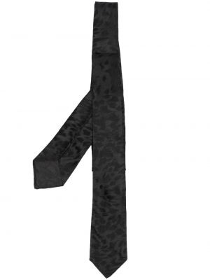 Žakárová hodvábna kravata Saint Laurent čierna