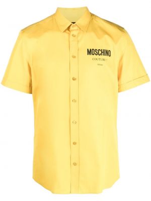 Памучна тениска с принт Moschino жълто