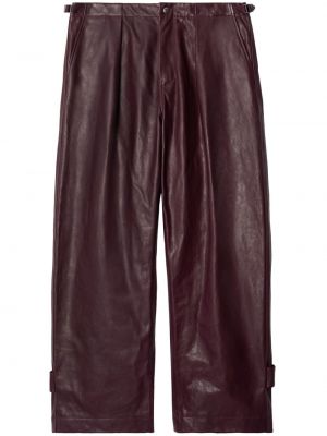 Pantaloni di pelle plissettati Burberry marrone