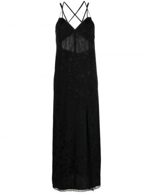 Žakárové hedvábné koktejlové šaty s hvězdami Zadig&voltaire černé
