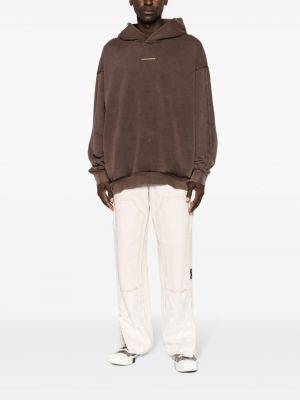 Bluza z kapturem bawełniana w jednolitym kolorze Monochrome brązowa