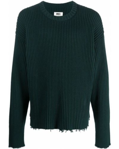 Пуловер с протрити краища Mm6 Maison Margiela зелено