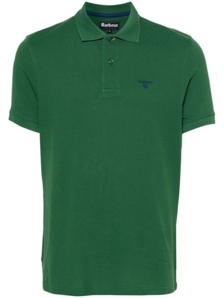 Памучна поло тениска бродирана Barbour зелено