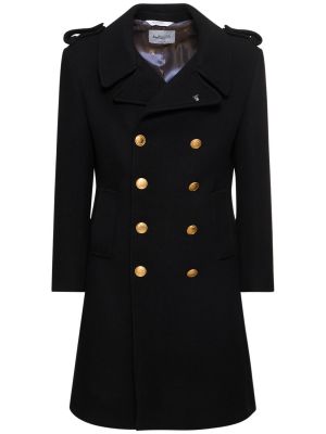 Gyapjú kabát Bottega Martinese fekete