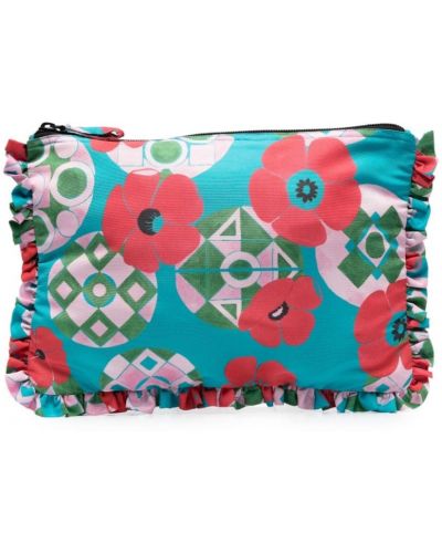 Trykt floral clutch La Doublej blå