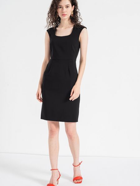 Платье мини с квадратным вырезом Stefanel черное
