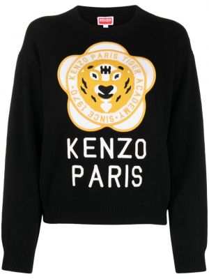 Sweter wełniany w tygrysie prążki Kenzo czarny