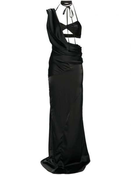Ασύμμετρη σατέν βραδινό φόρεμα Atu Body Couture μαύρο