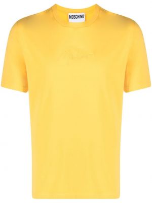 Тениска бродирана Moschino жълто