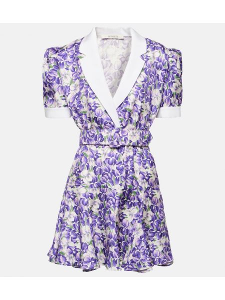 Mini vestido de seda de flores Rodarte violeta