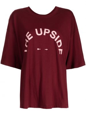 Bavlněné tričko s potiskem The Upside - červená