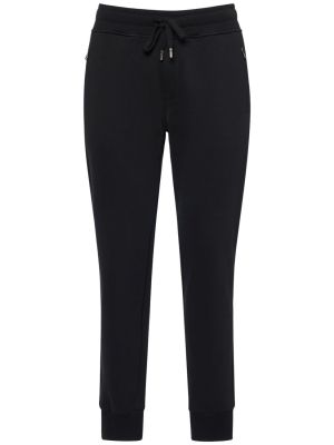 Pantalones de algodón de tela jersey Dolce & Gabbana negro