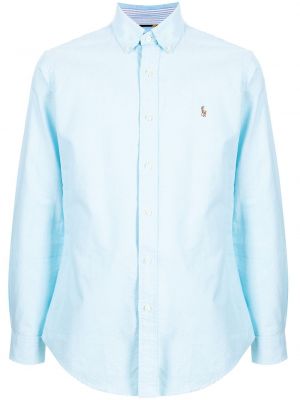 Плисирана риза бродирана бродирана Polo Ralph Lauren синьо
