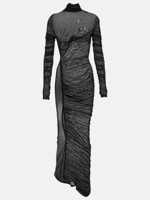 Прозрачное длинное платье Mugler черное