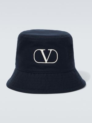 Bavlněný klobouk Valentino Garavani modrý