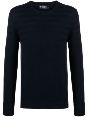 Памучен пуловер с десен рибена кост Hackett синьо