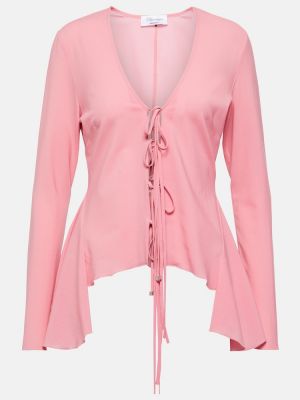 Вълнена блуза с волани Blumarine розово