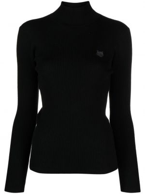 Пуловер бродиран Maison Kitsuné черно