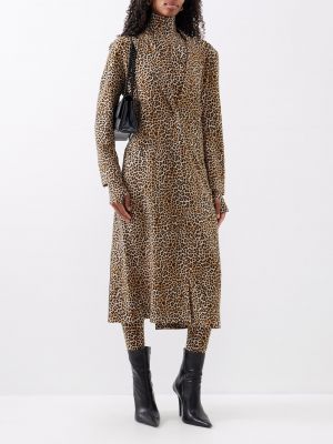 Леопардовое трикотажное пальто с принтом Norma Kamali коричневое