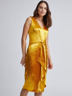 Saténové pouzdrové šaty Dorothy Perkins zlaté