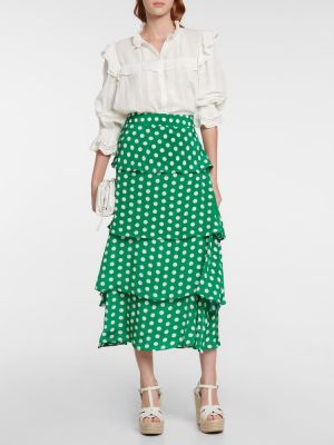 Puntíkaté šifonové dlouhá sukně Alexandra Miro zelené